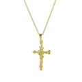 18k gold plated brass cross necklace with December flower and white crystal stone - September Birth Flower Style (September Necklace)