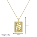 Golden dragon pendant necklace in rectangle frame with zircon inlay for women - Rectangular Frame Pave Dragon Pendant (Style 3)