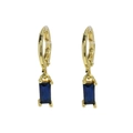 Elegant gold earrings with navy blue rectangular stone pendants for women's fashion - Dark Blue Style / September