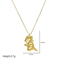 Gold brass dragon pendant necklace with zircon inlay for women in 29.8mm height - Realistic Auspicious Dragon Style (Style 1)