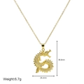 Golden dragon pendant necklace in brass with white zircon stones weighing 6.7g - Pave-Set Zirconia Auspicious Dragon Style (Style 2)
