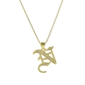 18k gold plated gothic letter N pendant necklace with micro-paved cubic zirconia stones - Letter N Style