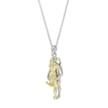Collana con ciondolo coppia abbracciata bicolore oro e argento con finitura lucida - Stile Figure Che Si Abbracciano Bicolore / Collana 1 - Argento & Oro