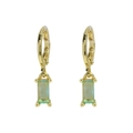 Golden rectangular December birthstone hoop earrings with light green crystals - Light Blue Style / December