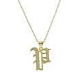 18k gold plated necklace featuring a gothic letter P pendant with micro-pave zircon crystals - Letter P Style