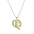 18k gold plated necklace with Gothic letter Q pendant featuring micro-set zircon stones - Letter Q Style