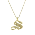 18k gold plated letter S pendant necklace with micro-paved sparkling cubic zirconia - Letter S Style