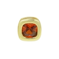 Geometrischer quadratischer Goldanhänger mit orange-rotem Zirkonia-Geburtsstein - Januar - Gold