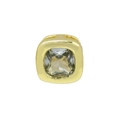 Quadratischer Messing-Zirkon-Anhänger in Goldoptik mit hellgraugrünem Geburtsstein - März - Gold