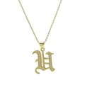 18k gold plated gothic letter H pendant necklace with micro-pave cubic zirconia stones - Letter U Style