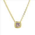 Collana dorata con ciondolo quadrato in zircone viola chiaro per pietra portafortuna - Stile Giugno