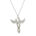 Collana con ciondolo coppia che si abbraccia con ali d'angelo in finitura argento lucido - Collana 5 - Argento