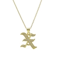 18k gold plated necklace featuring a gothic letter E pendant with zircon micro-paving - Letter X Style