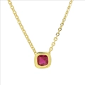 Collana d'oro con pendente quadrato in zircone rosso per la pietra natale di dicembre - Stile Luglio