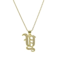 18k gold plated necklace with Gothic letter Y pendant featuring micro zircon pavé - Letter Y Style
