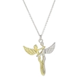 Ciondolo abbraccio d'angelo bicolore oro e argento con ali dettagliate su catena d'argento - Collana 5 - Argento & Oro