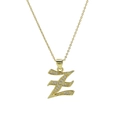 18k gold plated letter Z pendant necklace with sparkling micro-pave cubic zirconia stones - Letter Z Style