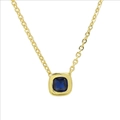 Elegante collana dorata con pendente in zircone blu scuro a taglio quadrato su catena - Stile Settembre