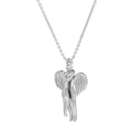 Ciondolo coppia di angeli in metallo argento lucido su una catena a maglie sottili - Collana 6 - Argento