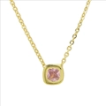 Collana dorata minimalista con ciondolo geometrico quadrato in zircone rosa nascita - Stile Ottobre