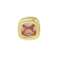 Quadratische Perle aus Gold-Messing mit rosa Zirkonstein für DIY-Schmuck - Oktober - Gold