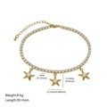 Gold starfish anklet with sparkling zircons and white pearls for beach vacation jewelry - Artificial Pearl Starfish Style (Style 02)
