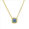Pendente con zircone blu quadrato pietra portafortuna su collana dorata fine - Stile Dicembre