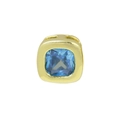Quadratischer Goldanhänger mit blauem Zirkonia-Geburtsstein im Treppenschliff - Dezember - Gold