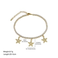 Gold starfish tennis anklet with sparkling zircon crystals and ocean beach charm - Rhinestone Starfish Design (Model 05)