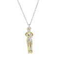 Collana con ciondolo abbraccio moderno bicolore oro e argento per regalo di coppia - Collana 9 - Argento & Oro