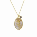 Vergulde koperen ketting met witte schelp bloem hanger en paarse geboortesteen - Februari Halsketting (FP50511301)
