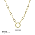 Golden paperclip chain necklace with ring clasp pendant and ocean style beach charm - Gold Paperclip Chain with Ring (FN50610202)