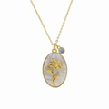 Vergulde messing ketting met witte schelp bloemenhanger en blauwe geboortesteen - Maart Halsketting (FP50511301)