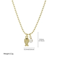 Gold bead chain necklace with crystal-embedded fish pendant and elegant white pearl - Small Fish Style
