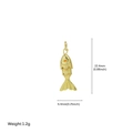 Golden fish pendant with orange gemstone eye and detailed scales for ocean jewelry - Realistic Gold Fish Pendant (FN50610202)
