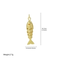 Golden fish charm pendant with orange gemstone eye and detailed scale textures - Textured Fish Pendant (FN50610202)