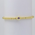 Pulsera de cuentas de latón dorado con piedra de nacimiento morada cuadrada en soporte - Febrero - Dorado