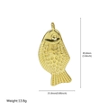 Golden fish pendant in alloy featuring detailed scales and 45.8mm size dimensions - Wide Carved Fish Pendant (FN50610202)