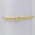 Pulsera minimalista de cuentas de latón dorado con una piedra de nacimiento cuadrada clara - Marzo - Dorado