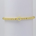Pulsera de latón con cuentas doradas de 4mm y piedra de nacimiento cuadrada clara - Abril Dorado
