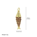 Golden alloy fish pendant with red enamel scales and zircon eye detail, 28.8mm size - Red Enamel Fish Pendant (FN50610202)