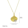 Detail van de tweekleurige messing schelphanger met zilveren zeeschildpad en de afmetingen - Zeeschildpad Sint-Jakobsschelp (Stijl 1) / Goud / Ketting
