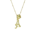 18k gold plated cursive letter A pendant necklace with colorful zircon stone accents - Gold A