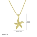 Collier pendentif étoile de mer dorée avec texture détaillée et dimensions - Étoile de Mer (Style 3) / Pendentif Seul (Sans Chaîne)