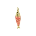 Golden fish charm with red enamel scales and zircon eye for ocean beach jewelry - Pink Enamel Fish Pendant (FN50610202)