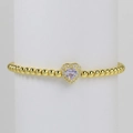 18k gold beaded bracelet with heart pendant featuring light purple birthstone gem - June Bracelet
