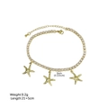 Tobillera de estrella de mar dorada con circonitas de 3mm 21+5cm largo peso 9.2g - Estilo 4 (Tres Estrellas de mar)