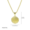 Collier pendentif coquillage doré avec nervures détaillées et hauteur de 31,7 mm - Coquille Saint-Jacques (Style 5)