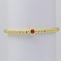 Pulsera de cuentas doradas con gema roja cuadrada para estilo de piedra de nacimiento - Julio - Dorado