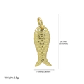 Golden fish charm pendant with scale texture for DIY jewelry necklaces 20.7mm - Fine Scale Fish Pendant (FN50610202)